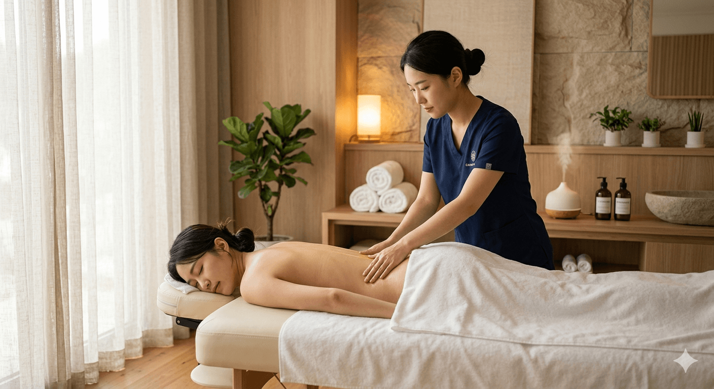 군산 출장 마사지 힐링터치 - 여성 고객 아로마 오일 마사지